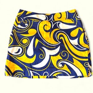 Loudmouth size 2‎ golf skort, blue&gold , side zipper, white shorts underneath
